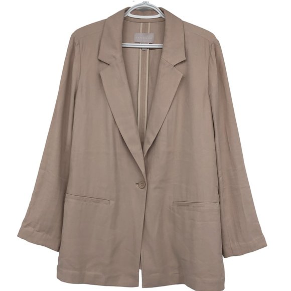Nordstrom's Chelsea28 Beige Pale Pink Oversized lightweight Blazer size LG - Picture 2 of 16
